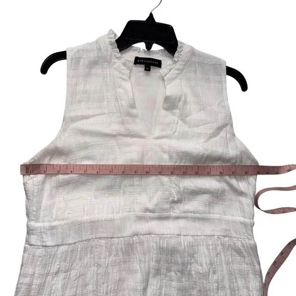 Gibsonlook White Sleeveless Decked Out Day V-Neck Midi Dress Size Medium - Picture 6 of 7
